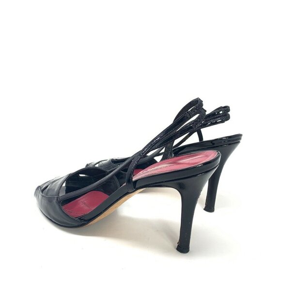 Kate Spade Size 8.5 Patent Leather Slingback Sandals Heels Peep Toe - Picture 7 of 8